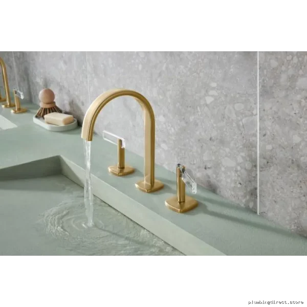 Brizo Allaria Widespread Faucet Handle Set - Luxury Bathroom Faucet Handles Brilliance Luxe Gold/Clear HL5368-GLCL Pair Included - Image 2