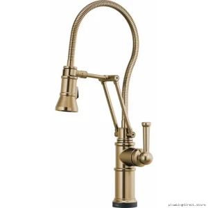 Artesso 64125LF-GL SmartTouch Articulating Kitchen Faucet in Luxe Gold - Pull Down Spray & Finished Hose by Brizo