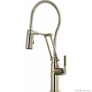 Brizo Articulating Kitchen Faucet - Versatile Design with Stainless Steel Hose & Polished Nickel Finish