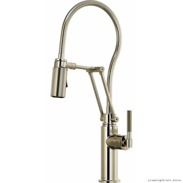 Brizo Articulating Kitchen Faucet - Versatile Design with Stainless Steel Hose & Polished Nickel Finish