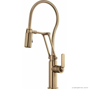 Brizo Brilliance Luxe Gold Articulating Kitchen Faucet with Industrial Handle