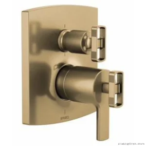 Brizo Brilliance Gold Thermostatic Trim with Integrated Diverter & Fewer Handles