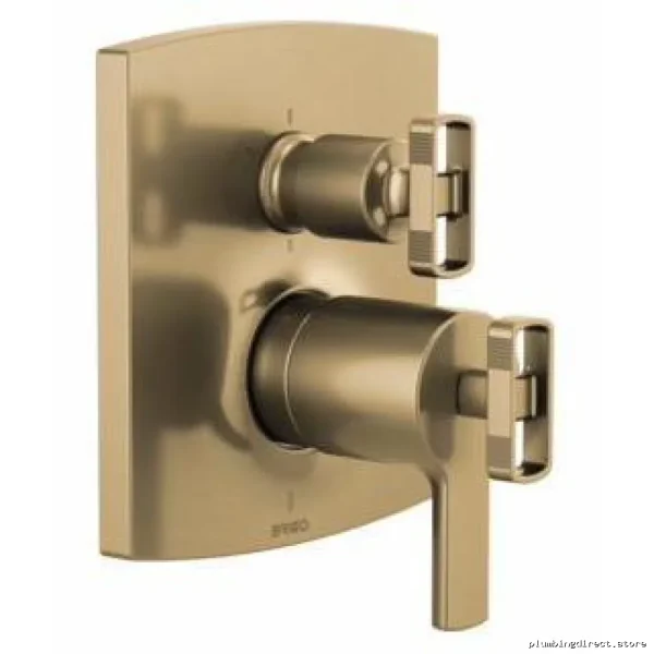 Brizo Brilliance Gold Thermostatic Trim with Integrated Diverter & Fewer Handles