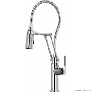 Brizo Chrome Articulating Kitchen Faucet with Flexible Hose and Knurled Handle
