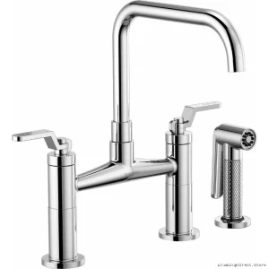 Brizo Chrome Square Spout Bridge Faucet with Industrial Handle 62554LF-PC