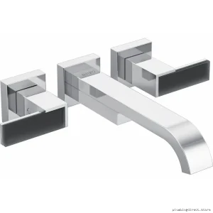 Brizo Chrome Tub Filler with Gray Glass Handles - Wall Mount Faucet Kit