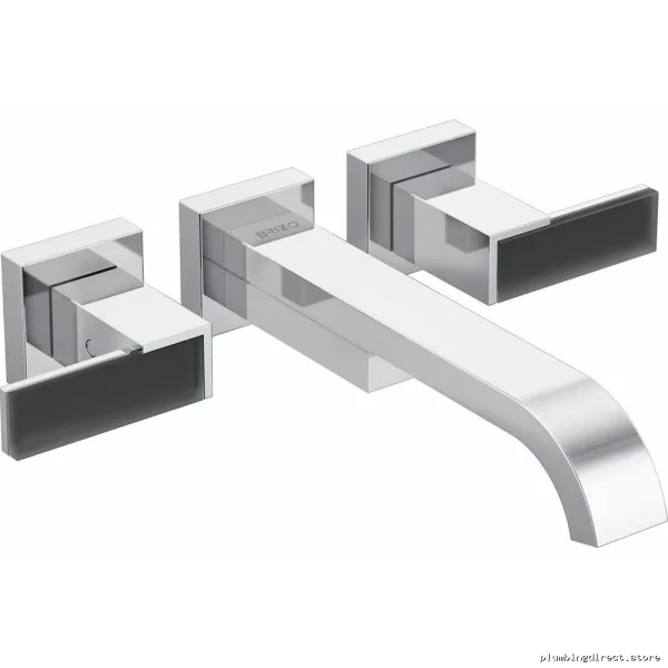 Brizo Chrome Tub Filler with Gray Glass Handles - Wall Mount Faucet Kit