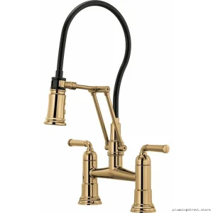 Rook Flexible Articulating Bridge Kitchen Faucet - Brilliance Polished Gold Finish 62274LF-PG Brizo