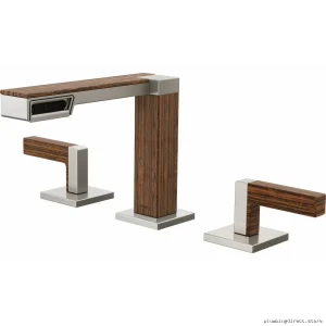 Brizo Frank Lloyd Wright Teak Wood Bathroom Faucet - Widespread, Luxe Nickel, Handle-Free