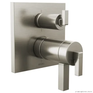 Brizo Frank Lloyd Wright Thermostat Trim w/Handle-Free Six-Fxn Divertor-Luxe Nickel