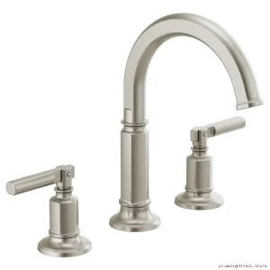 Brizo Widespread High Arc Bathroom Faucet - Single Handle 1.2 GPM Eco-Friendly Luxe Nickel Finish 65376LF-NKLHP-ECO