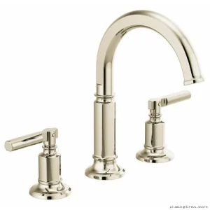 Brizo Invari Widespread High-Arc Faucet - Handle-Free Low Flow Bathroom Fixture | Polished Nickel