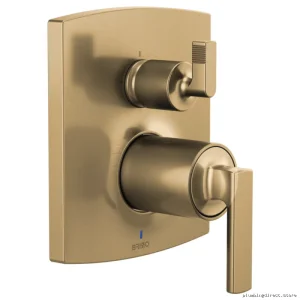 Brizo Kintsu 3-Function Diverter Trim in Luxe Gold - No Handles Pressure Valve