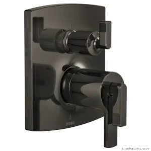 Brizo Kintsu Thermostatic Shower Valve Trim with 3-Function Diverter in Black Onyx