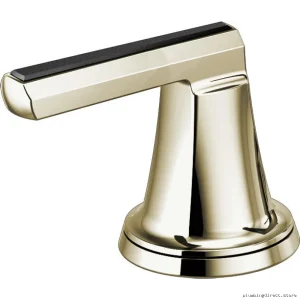 Brizo Levoir Roman Tub Faucet Kit - Polished Nickel & Black Crystal Lever