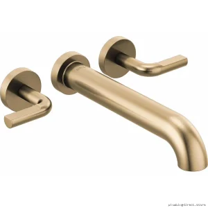 Brizo Luxe Gold Wall-Mount Tub Filler Kit with Notch Lever Handles