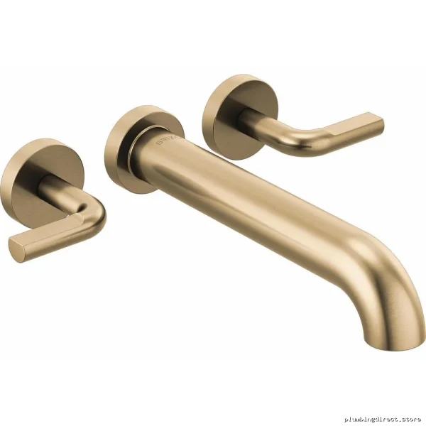 Brizo Luxe Gold Wall-Mount Tub Filler Kit with Notch Lever Handles