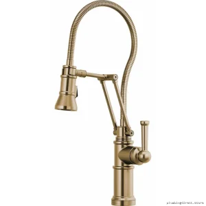 Brizo Luxe Gold Pull-Down Kitchen Faucet with Articulating Spray Hose