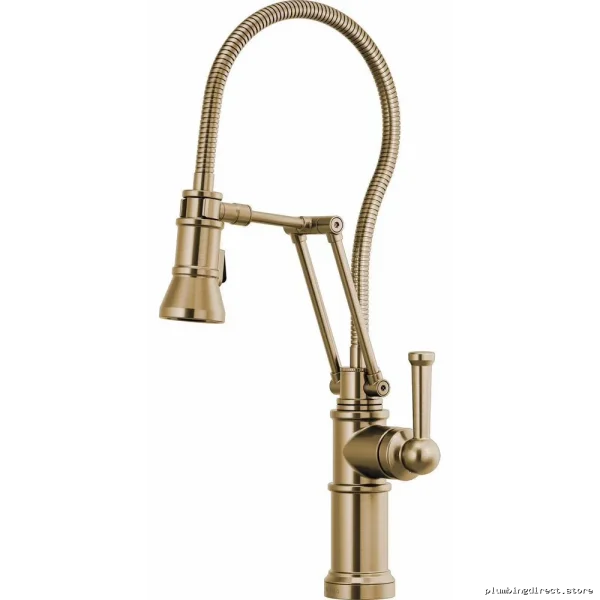 Brizo Luxe Gold Pull-Down Kitchen Faucet with Articulating Spray Hose