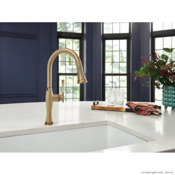 Brizo Luxe Gold Pull-Down Kitchen Faucet with Sprayer 63058LF-GLPG - Image 2