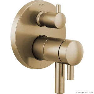 Brizo T75575-GL Luxe Gold Thermostatic 3-Way Diverter Faucet Trim with TempAssure Flow Control