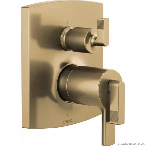 Brizo Brilliance Luxe Gold Thermostatic Shower Valve w/Dual-Action Diverter Lever Handle Kit - HL7506-GL