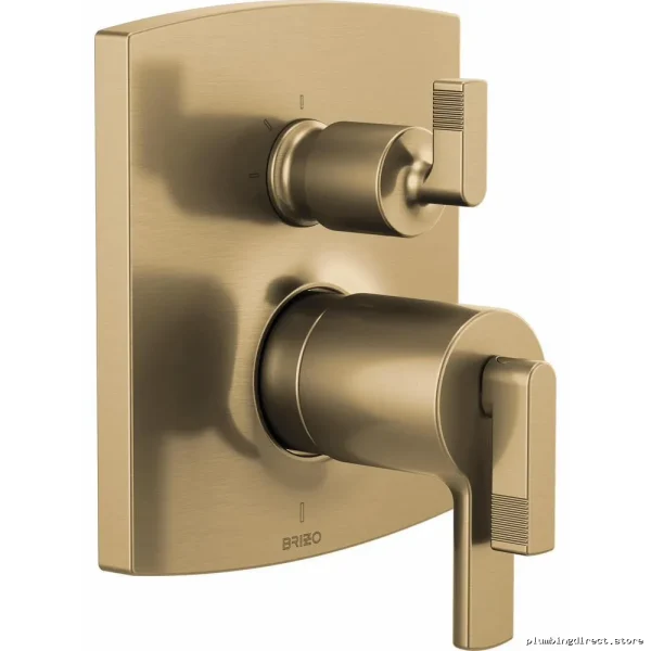 Brizo Brilliance Luxe Gold Thermostatic Shower Valve w/Dual-Action Diverter Lever Handle Kit - HL7506-GL