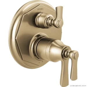 Brizo Luxe Gold Thermostatic Shower Valve with 3-Way Diverter Trim