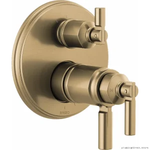Brizo Luxe Gold Thermostatic Shower Valve Trim with 3-Way Diverter