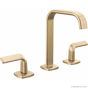 Brizo Luxe Gold Widespread Bathroom Faucet Handles - Allaria Twist Lever Pair