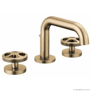 Brizo Luxe Gold Widespread Bathroom Faucet 1.5 GPM Single Handle Low Spout