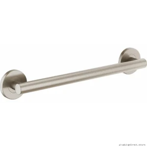 Brizo Luxe Nickel 18 Inch Round Grab Bar for Bathroom Safety