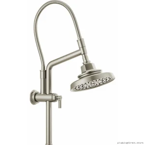 Invari Brizo Luxe Nickel H2OKinetic Round Shower Head: Multi-Function Adjustable High-Pressure Spray