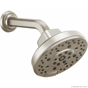 Brizo Luxe Nickel Rain Shower Head with 4 Spray Modes H2OKinetic Technology