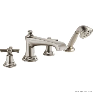 Brizo Luxe Nickel Roman Tub Faucet with Hand Shower T67460-NKLHP