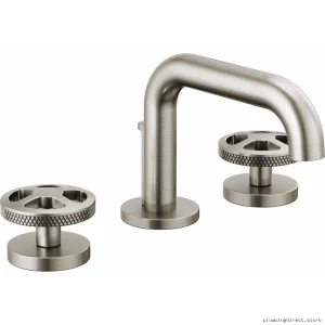Brizo Luxe Nickel Low Spout Bathroom Faucet with Single Handle & Eco Flow | Model LF-NKLHP-ECO