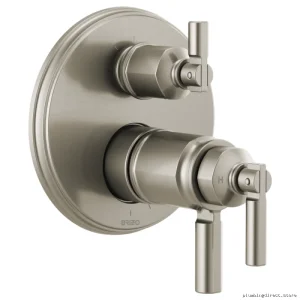 Brizo Luxe Nickel Thermostatic Shower Valve Trim with 3-Way Diverter