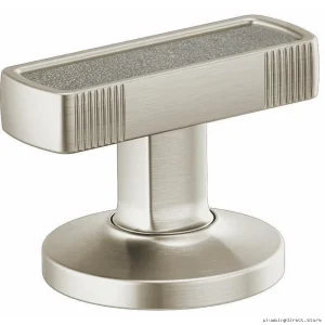 Brizo Luxe Nickel Widespread Bathroom Faucet with Concrete Knob Handles