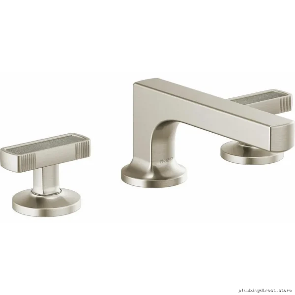 Brizo Luxe Nickel Widespread Bathroom Faucet with Concrete Knob Handles - Image 2