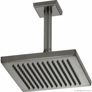 Brizo Luxe Steel Square Raincan Shower Head – Modern Ceiling-Mount High Flow Design