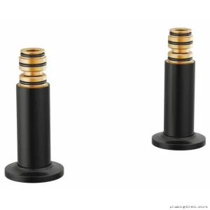 Brizo Matte Black Deck-Mounted Bathtub Fillers Unions Set - Model T...BL