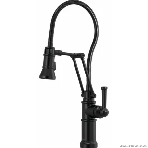 Brizo Articulating Kitchen Faucet with Finished Hose & Pull-Down Spray - Matte Black 63125LF-BL