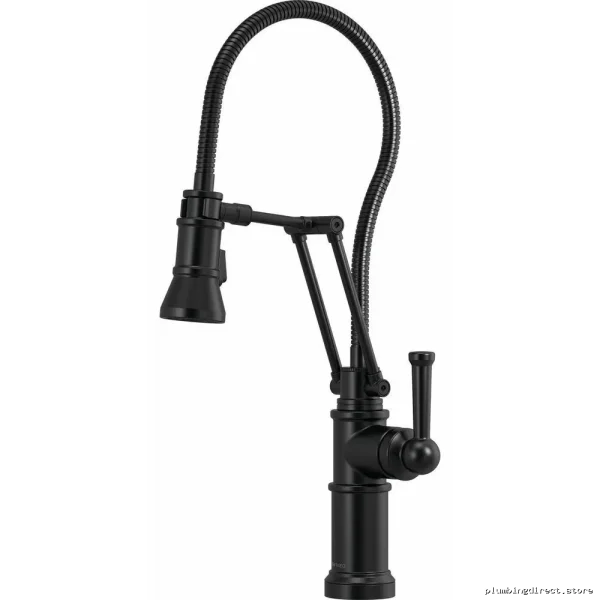 Brizo Articulating Kitchen Faucet with Finished Hose & Pull-Down Spray - Matte Black 63125LF-BL