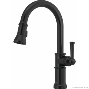 Brizo Matte Black Pull-Down Kitchen Faucet with Sprayer 63025LF-BL