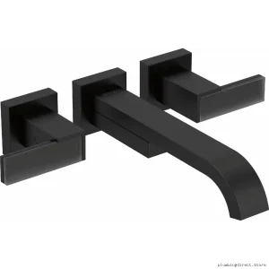 Brizo Matte Black 2-Handle Wall Mount Tub Filler Trim (T70480-BLLHP) - Faucet Trim Kit