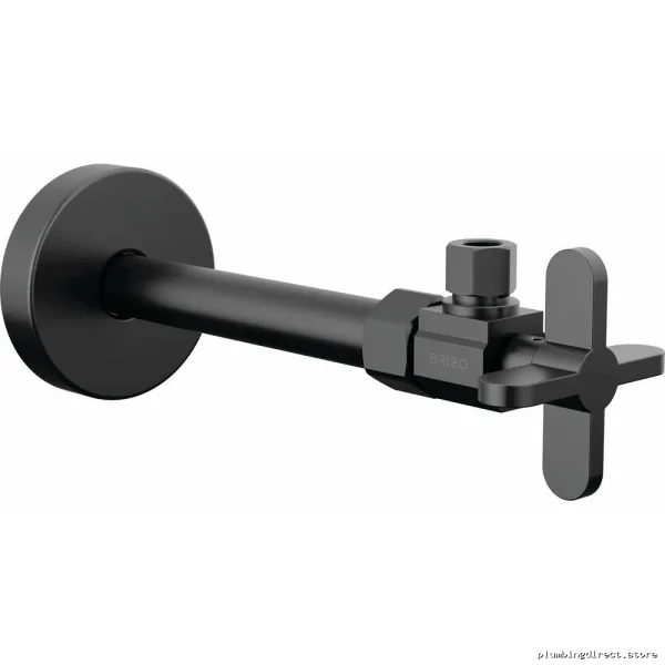 Brizo Matte Black Angled Water Supply Stop Valve with Stylish Cross Handle BT022204-BL - Image 2