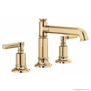 Brizo Single Handle Mid-Rise Widespread Bathroom Faucet - Polished Gold