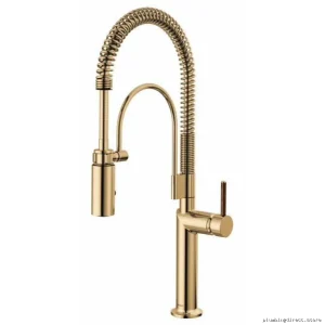 Brizo Odin Gold Pull-Down Kitchen Faucet with Spring Spray No Handles