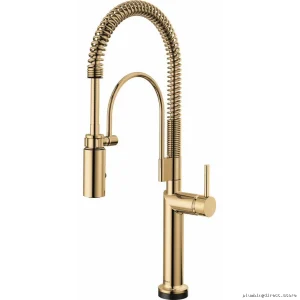 Brizo Odin Gold Kitchen Faucet with Pull Down Spray No-Touch Design