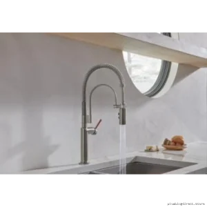 Brizo Odin 63375LF-SLLHP Luxe Steel Faucet: Spring Pulldown Spray, Fewer Handles